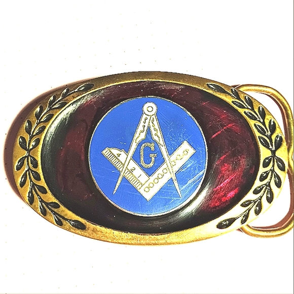 RARE! Mason Solid Brass Belt Buckle by Heritage Buckles Mason Freeman - Picture 3 of 3